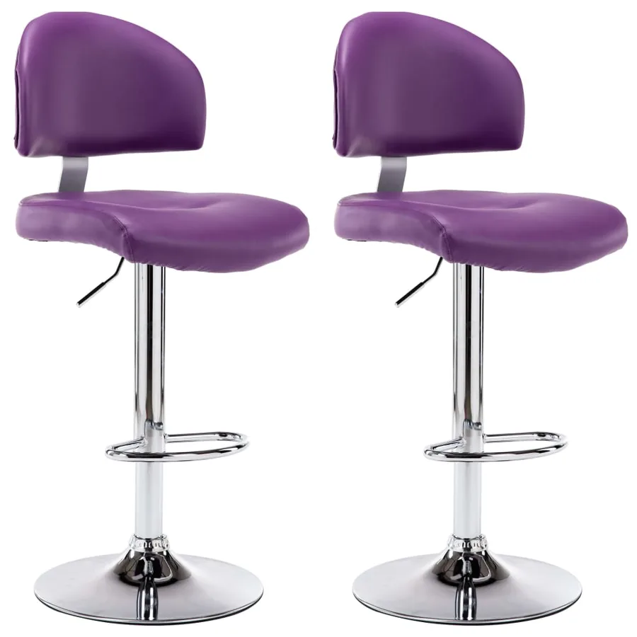 Tabourets de bar lot de 2 violet similicuir - 2