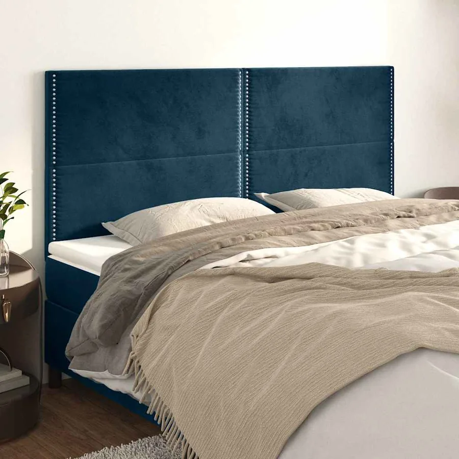Tête de lit Bleu foncé 160 x 5 x 118/128 cm Velours