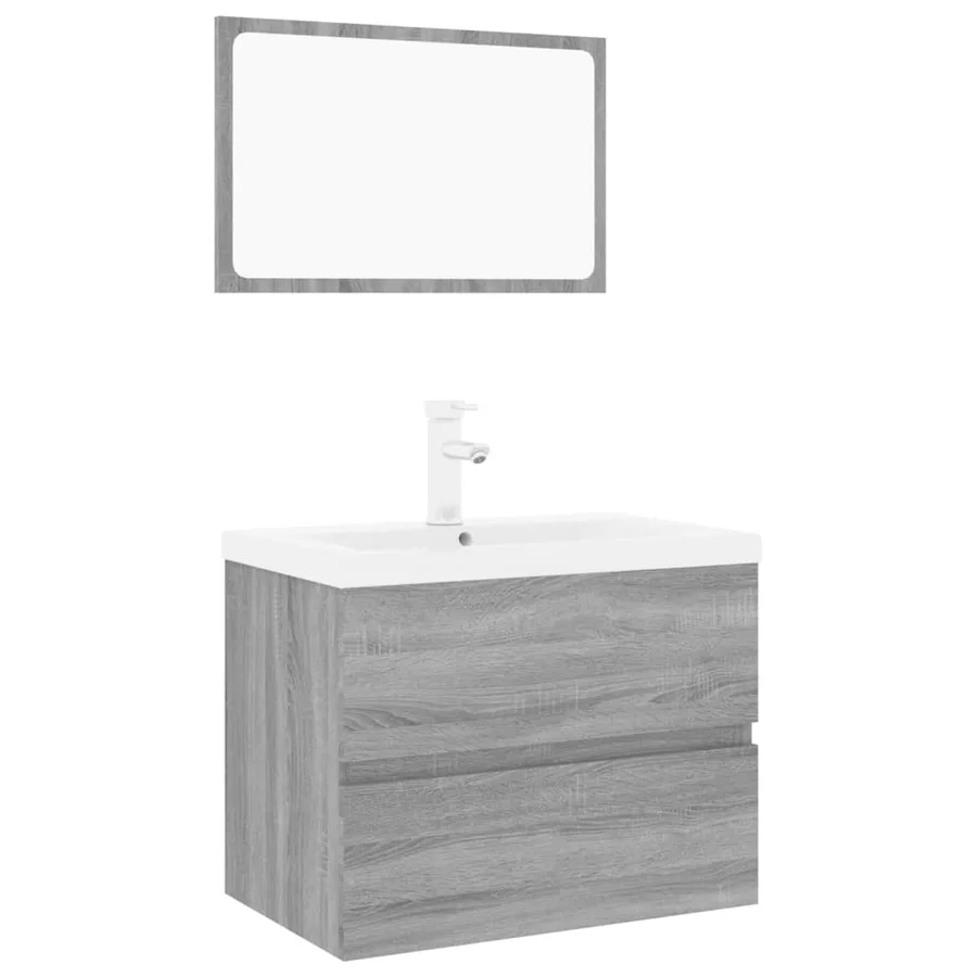Meubles de salle de bain Sonoma gris Bois d'ingénierie - 2
