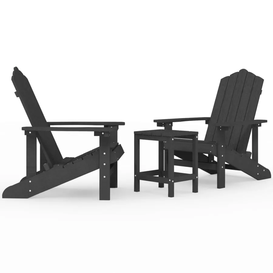Chaises de jardin Adirondack avec table PEHD Anthracite - 2