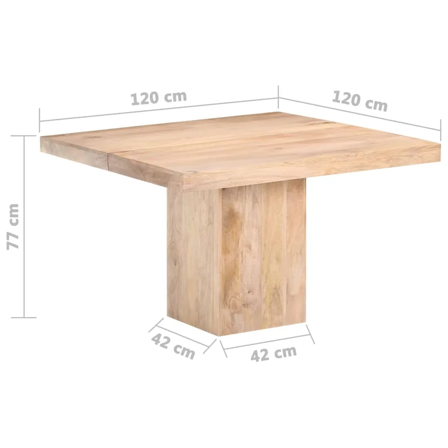 Table de salle à manger 120x120x77 cm Bois de manguier massif - 6