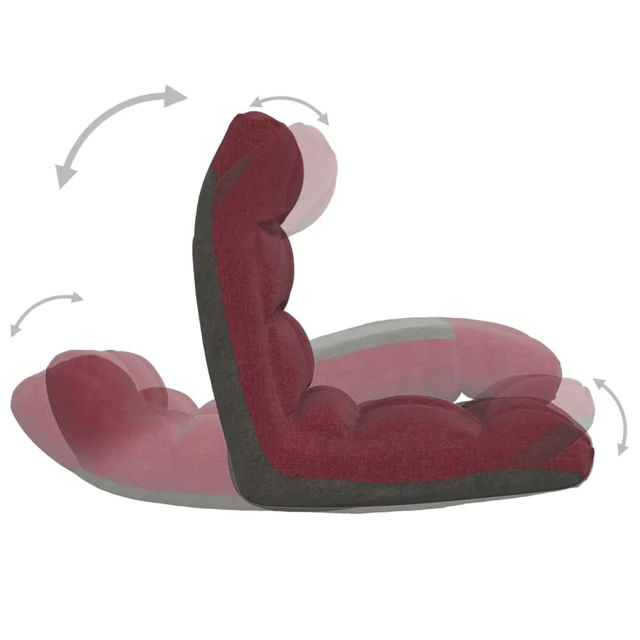 Chaise pliable de sol Rouge bordeaux Tissu - 6