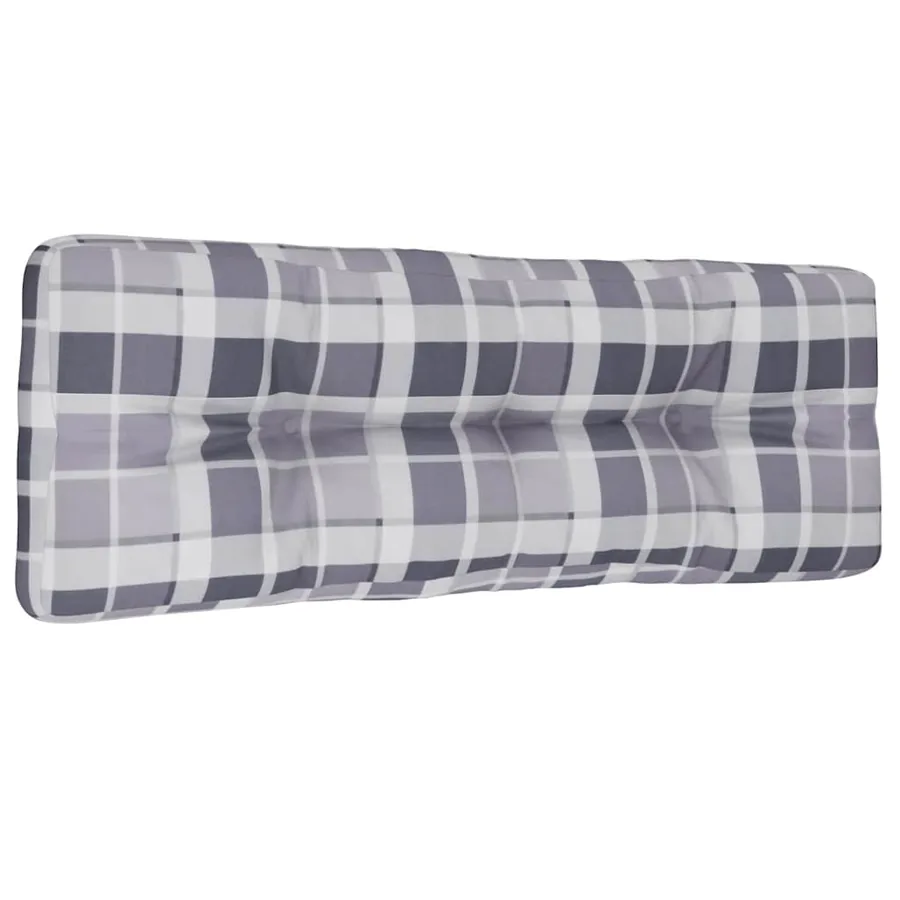 Coussin de palette motif à carreaux gris 120x40x12 cm tissu - 4