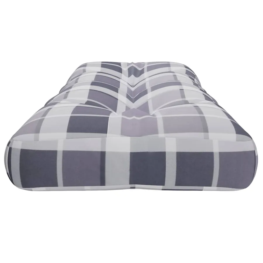 Coussin de palette motif à carreaux gris 120x40x12 cm tissu - 6