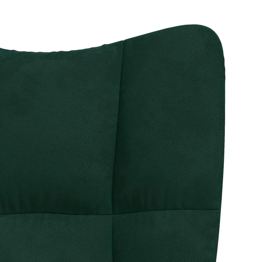 Chaise de relaxation avec tabouret Vert foncé Velours - 9