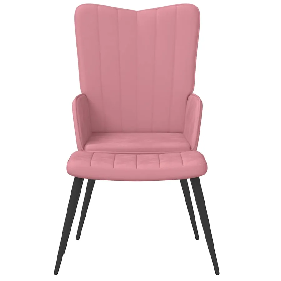 Chaise de relaxation avec tabouret Rose Velours - 3