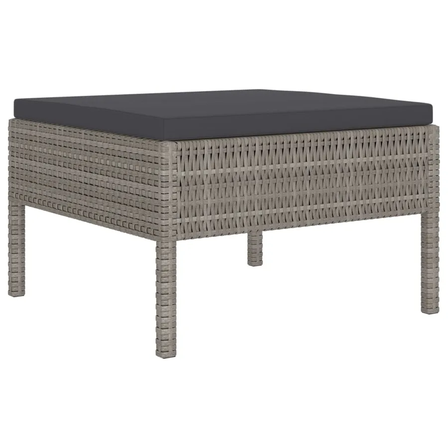 Salon de jardin 10 pcs avec coussins Résine tressée Gris - 5