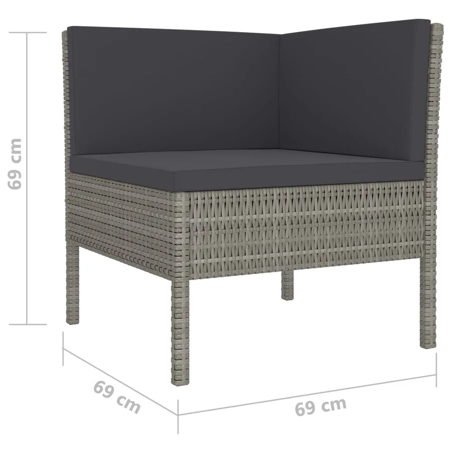 Salon de jardin 10 pcs avec coussins Résine tressée Gris - 6