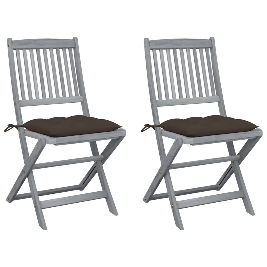 Chaises pliables d'extérieur lot de 2 et coussins Bois d'acacia - 15