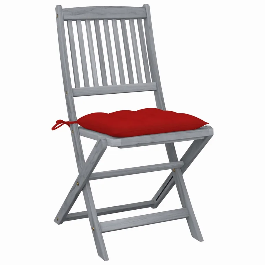 Chaises pliables d'extérieur lot de 2 et coussins Bois d'acacia - 2
