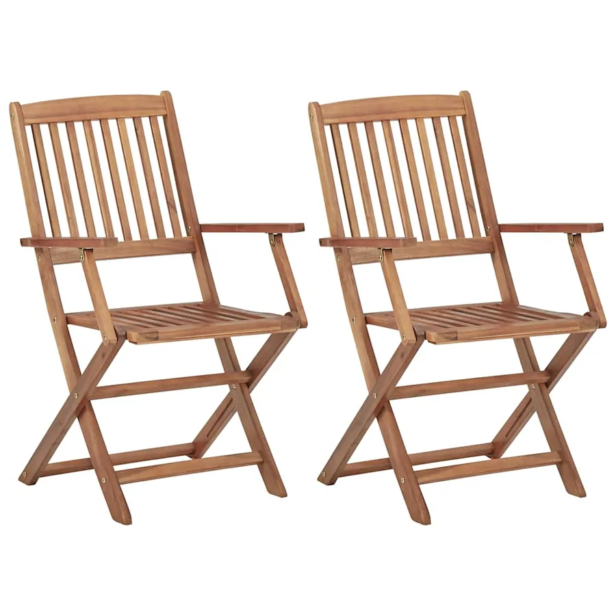 Chaises pliables d'extérieur lot de 2 et coussins Bois d'acacia - 31