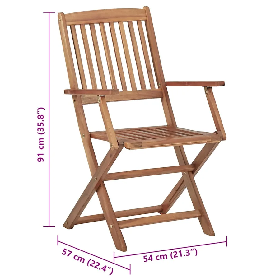 Chaises pliables d'extérieur lot de 2 et coussins Bois d'acacia - 42