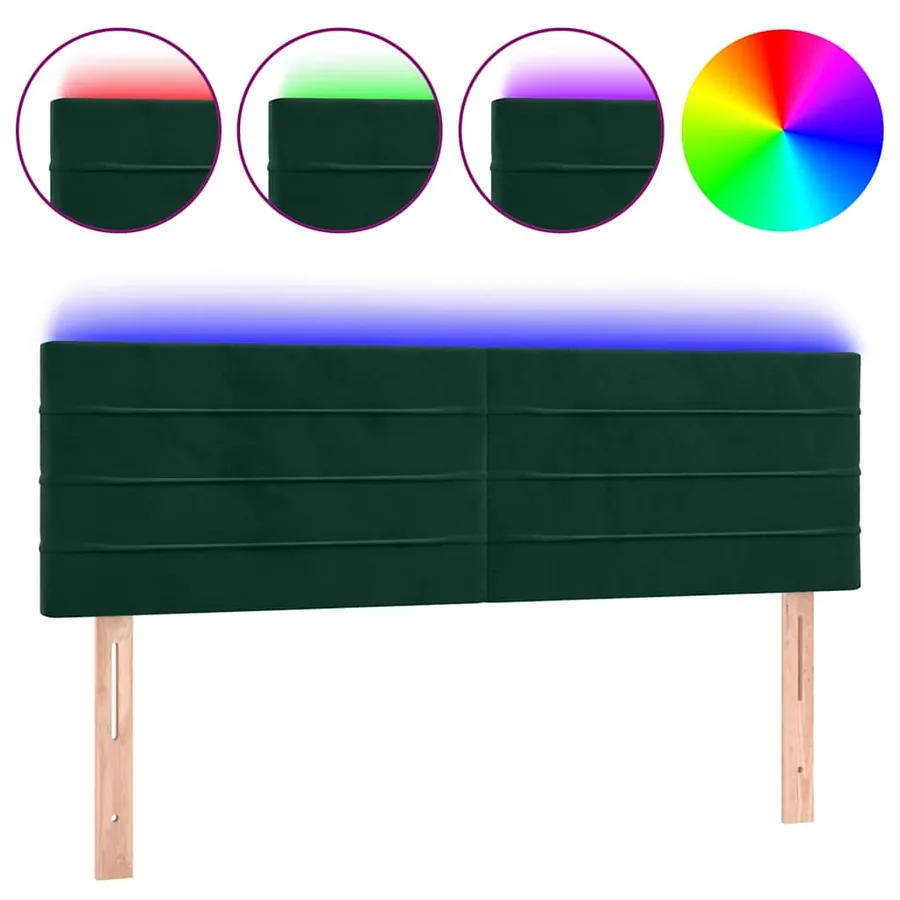 Tête de lit à LED Vert foncé 144x5x78/88 cm Velours - 2
