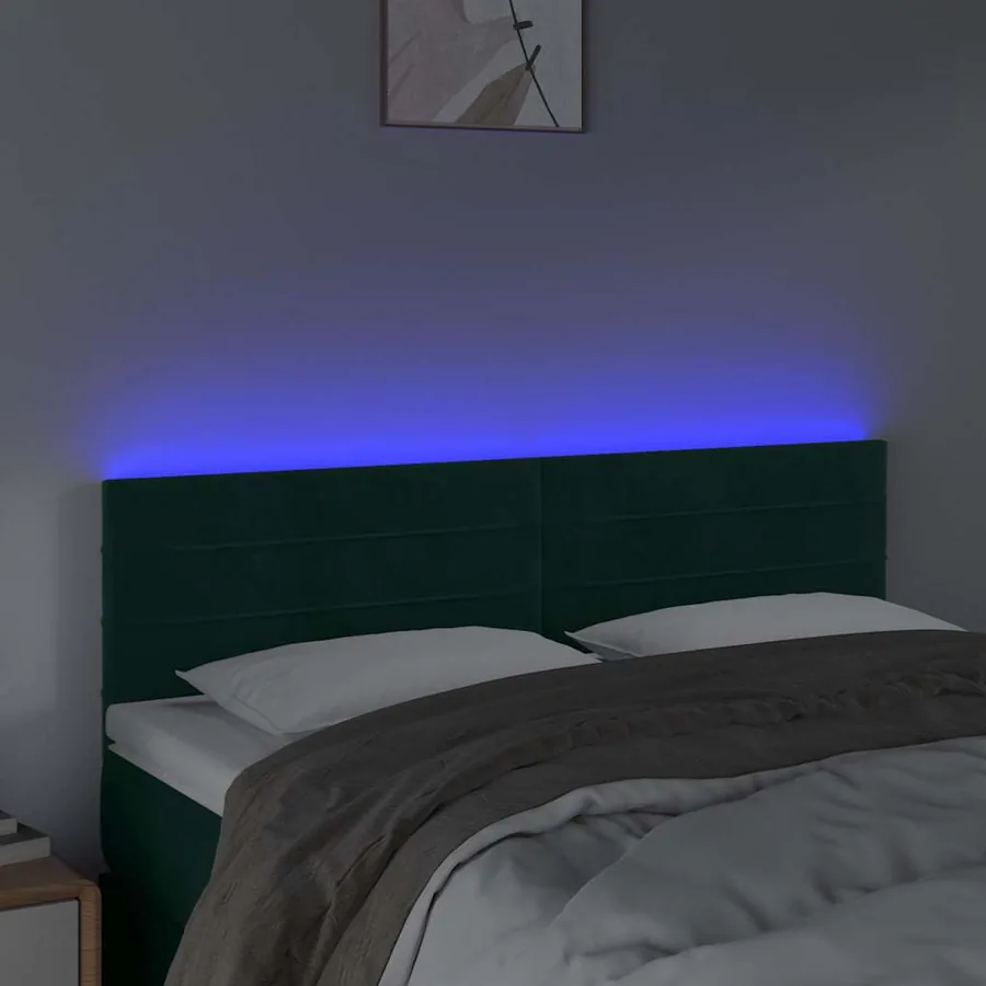 Tête de lit à LED Vert foncé 144x5x78/88 cm Velours - 3