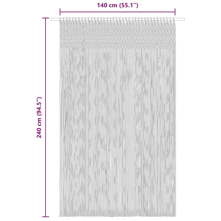 Rideau en macramé Anthracite 140x240 cm Coton - 6