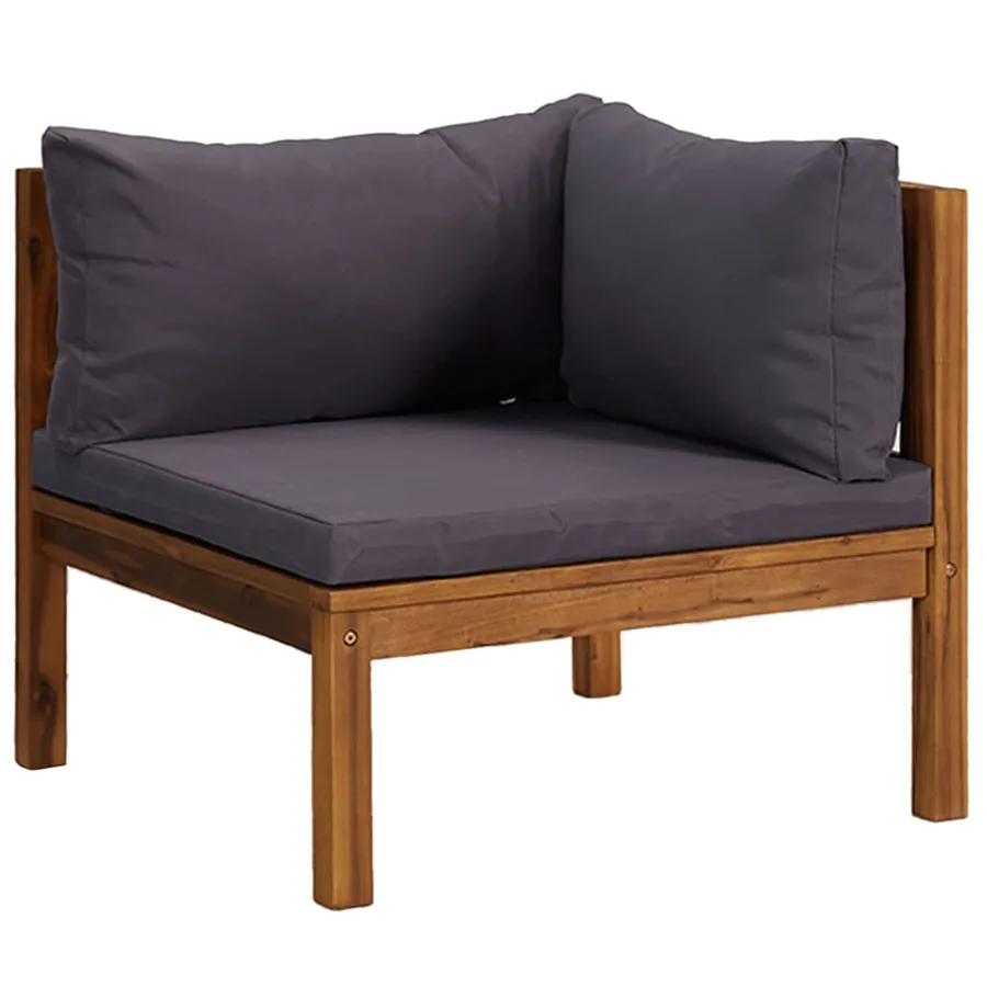 Salon de jardin 9 pcs avec coussin Bois d'acacia solide - 3
