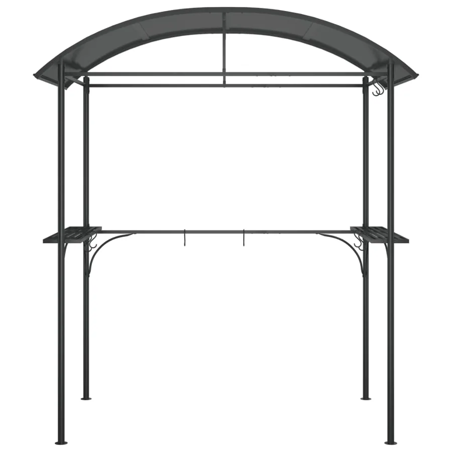 Gazebo BBQ et étagères latérales anthracite 220x115x230cm acier - 3
