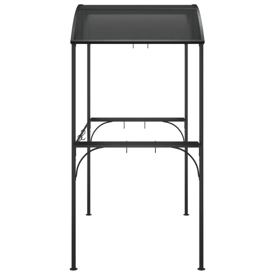 Gazebo BBQ et étagères latérales anthracite 220x115x230cm acier - 4