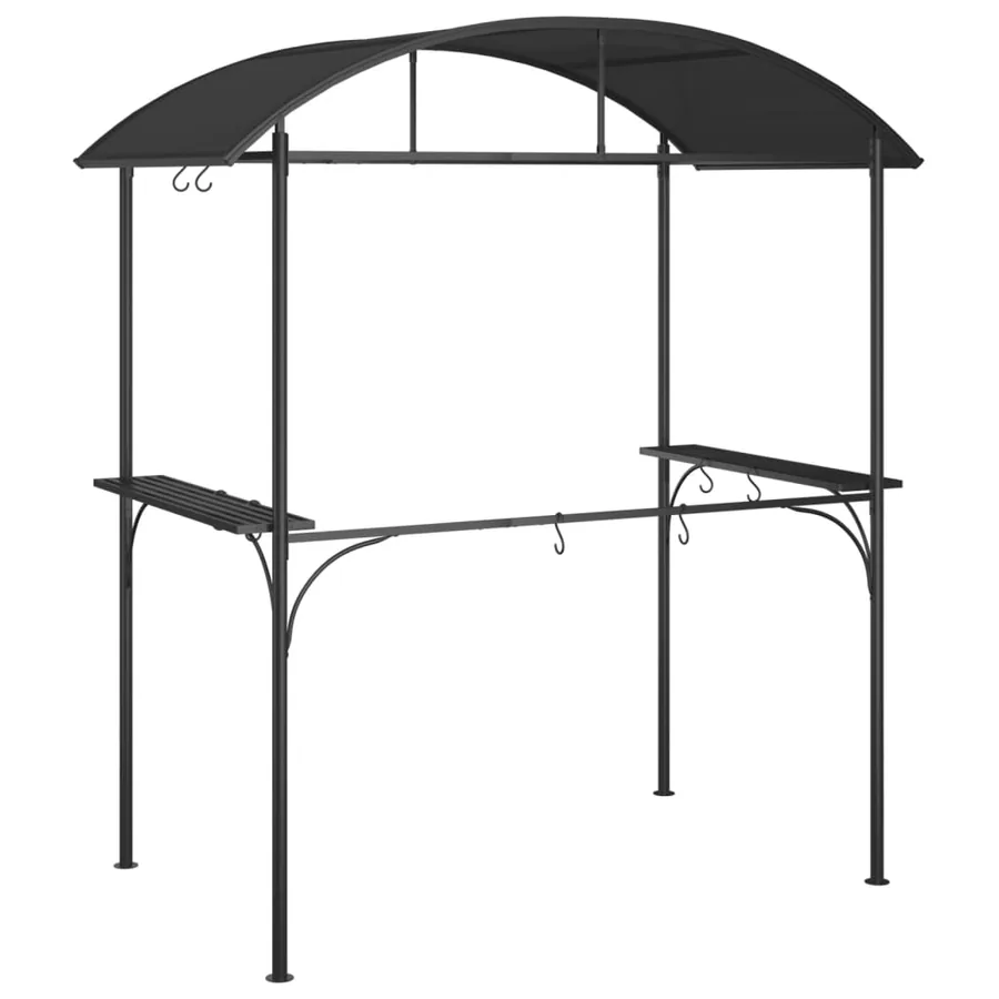 Gazebo BBQ et étagères latérales anthracite 220x115x230cm acier - 5