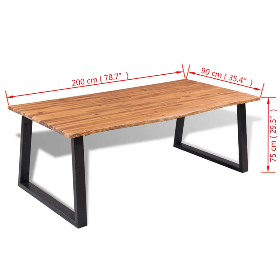 Table de salle à manger bois d'acacia massif 200x90 cm - 8
