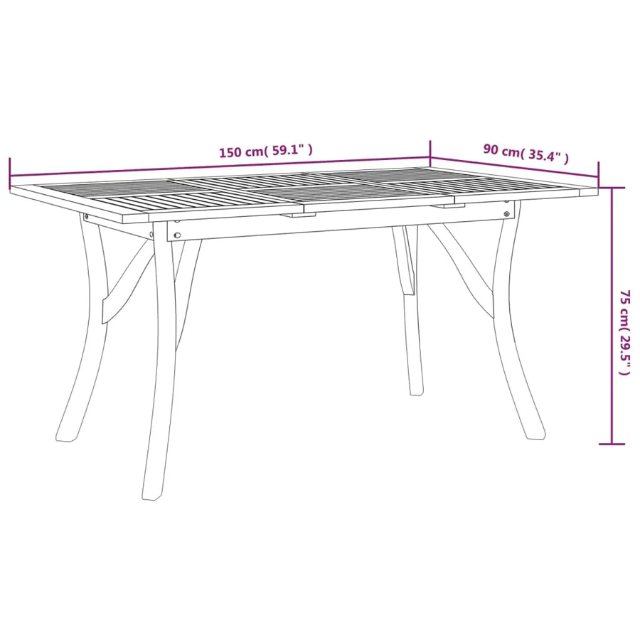 Table de jardin 150x90x75 cm Bois d'acacia solide - 6