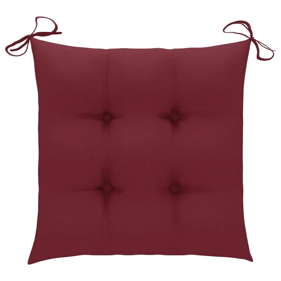 Chaises de jardin avec coussins rouge bordeaux lot de 4 Teck - 6