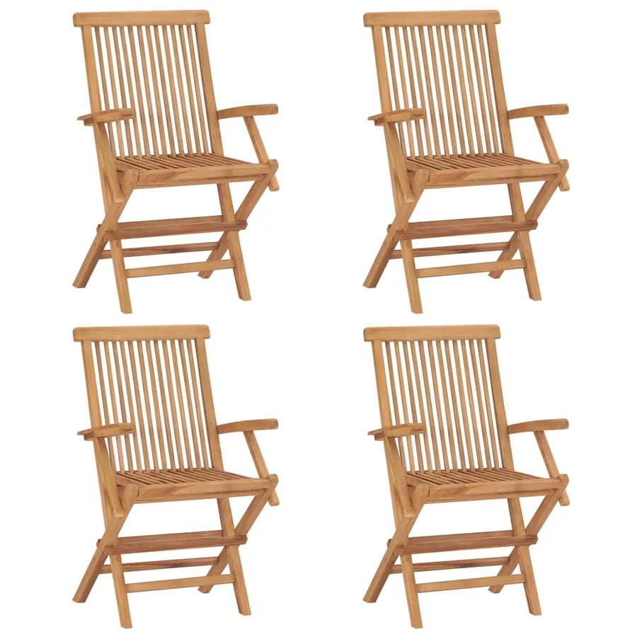 Chaises de jardin avec coussins rouge bordeaux lot de 4 Teck - 8