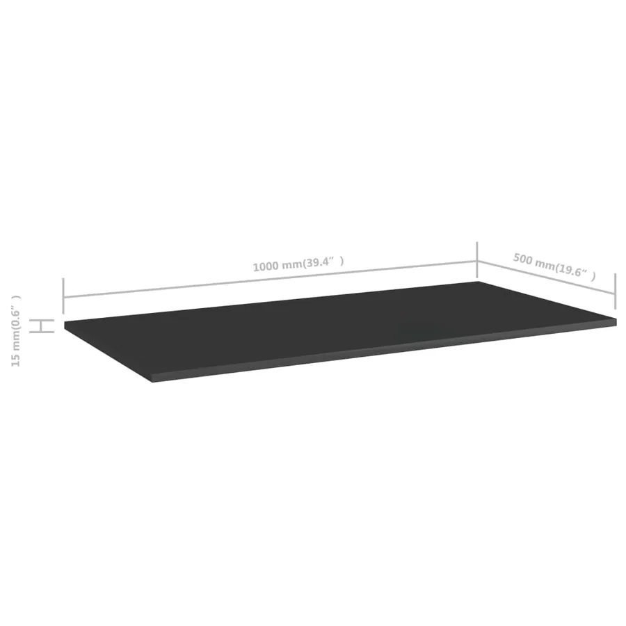 Panneaux bibliothèque 4pcs Noir brillant 100x50x1,5cm Aggloméré - 5