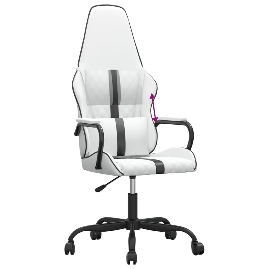 Chaise de jeu Blanc et noir Similicuir - 7