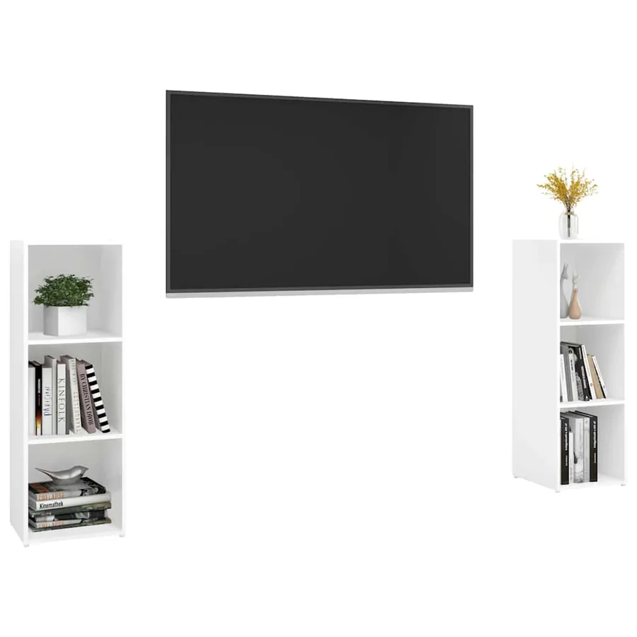 Meubles TV 2 pcs Blanc 107x35x37 cm Bois d'ingénierie - 3