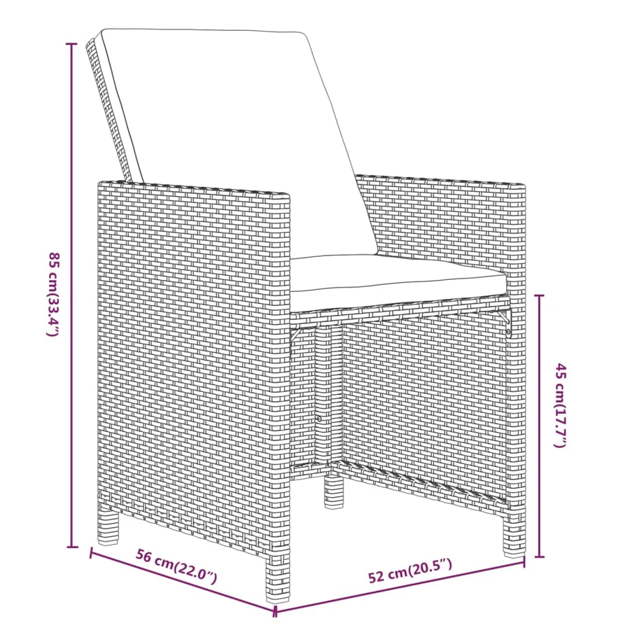 Ensemble à manger de jardin coussins 19 pcs Résine tressée - 12