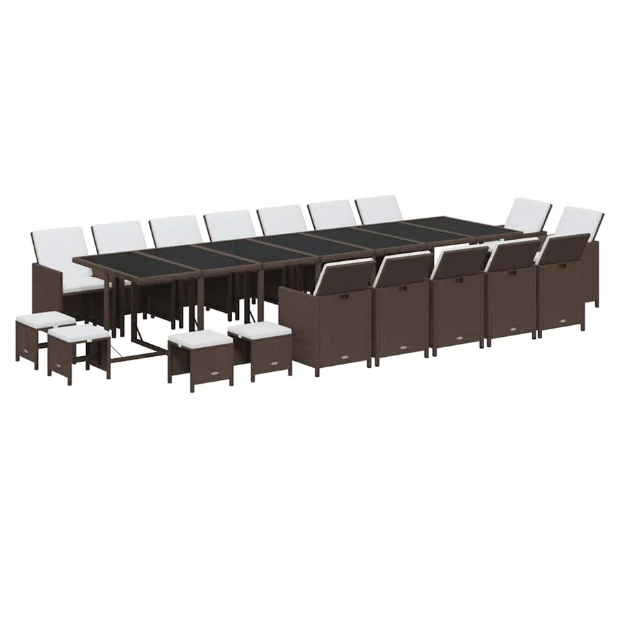 Ensemble à manger de jardin coussins 19 pcs Résine tressée - 3