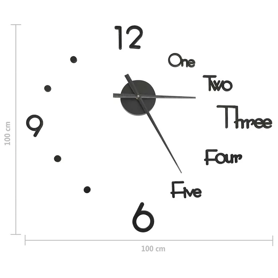 Horloge murale 3D Design moderne Noir 100 cm XXL - 5