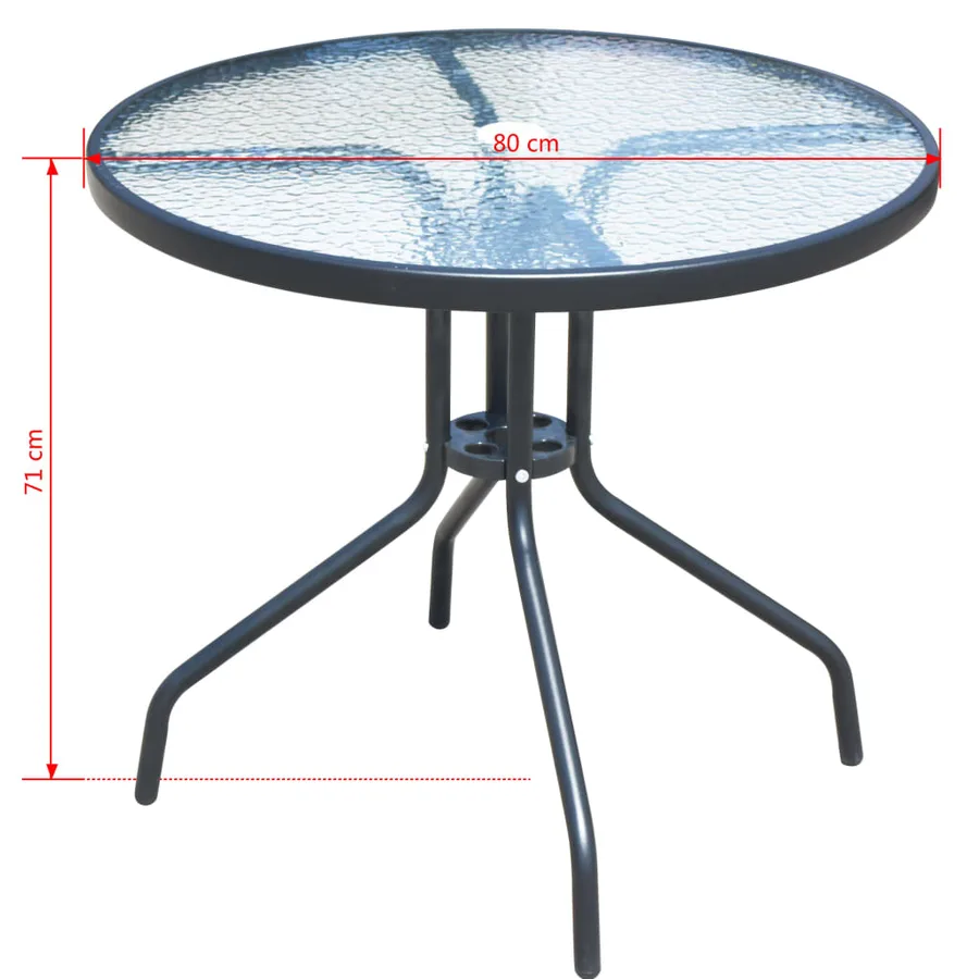 Mobilier de salle à manger d'extérieur 5 pcs Acier Noir - 11