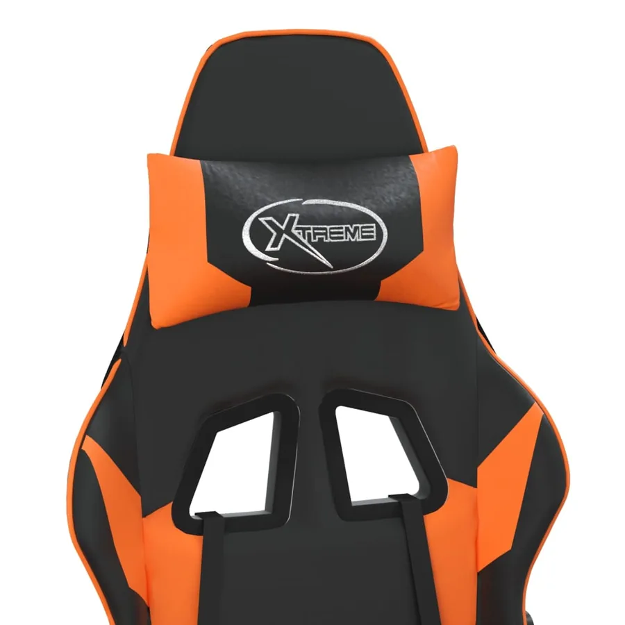 Chaise de jeu de massage et repose-pied Noir orange Similicuir - 10