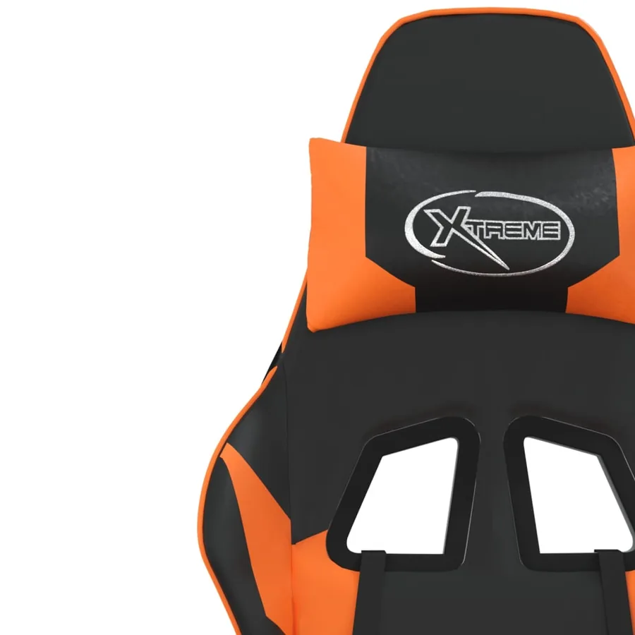 Chaise de jeu de massage et repose-pied Noir orange Similicuir - 12
