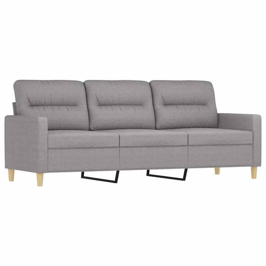 Canapé 3 places et oreillers et coussins Gris clair 180cm Tissu - 4