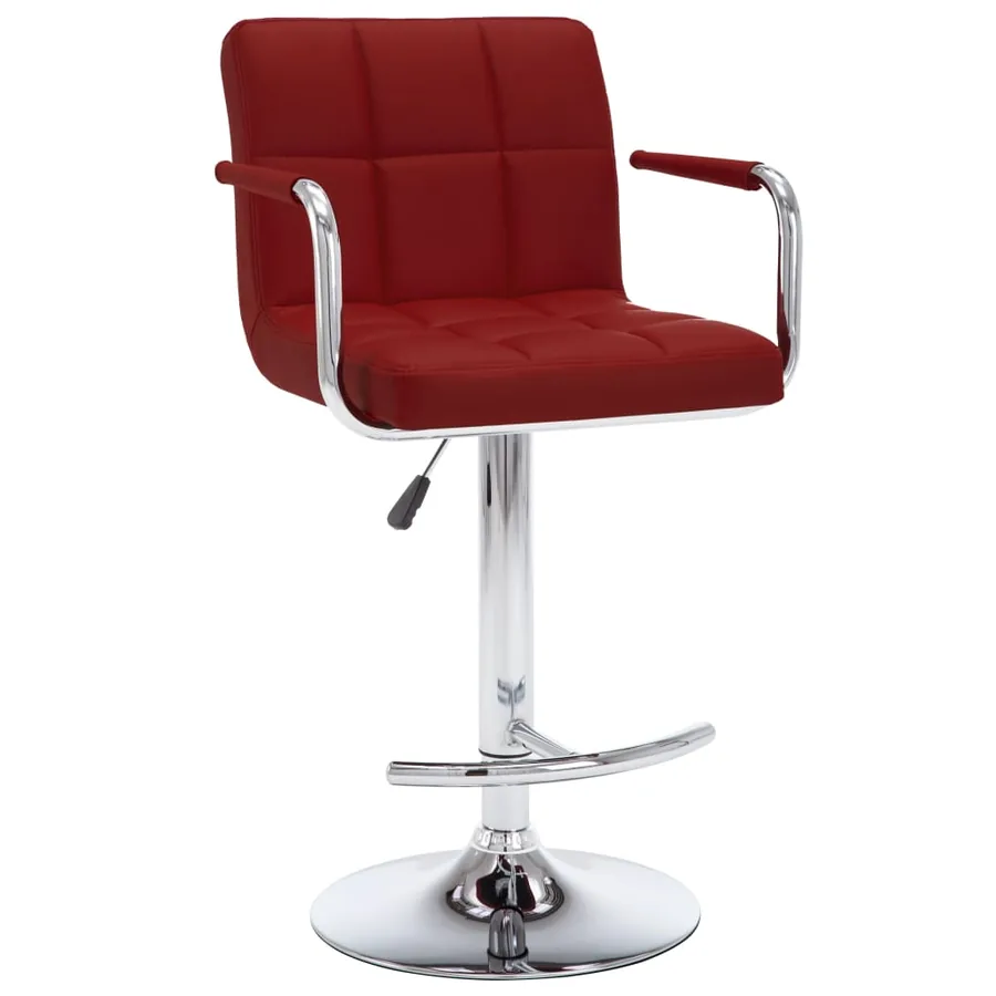 Tabourets de bar lot de 2 rouge bordeaux similicuir - 2