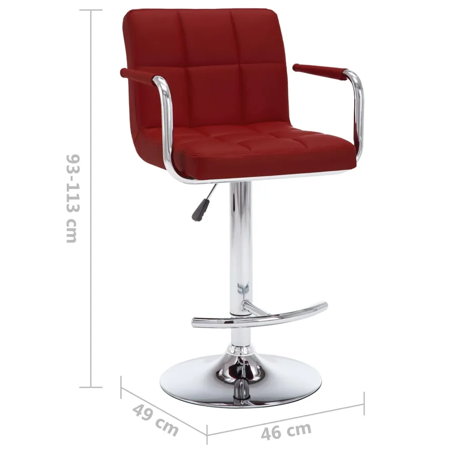 Tabourets de bar lot de 2 rouge bordeaux similicuir - 7
