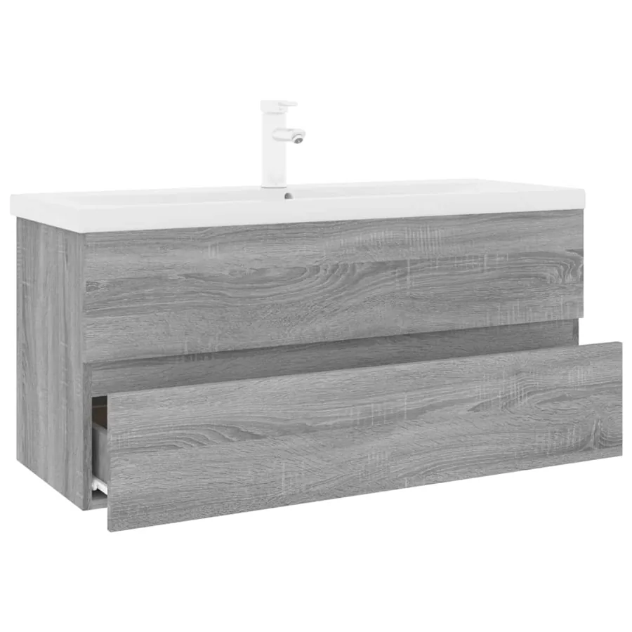 Meuble lavabo avec bassin intégré Sonoma gris Bois d'ingénierie - 3
