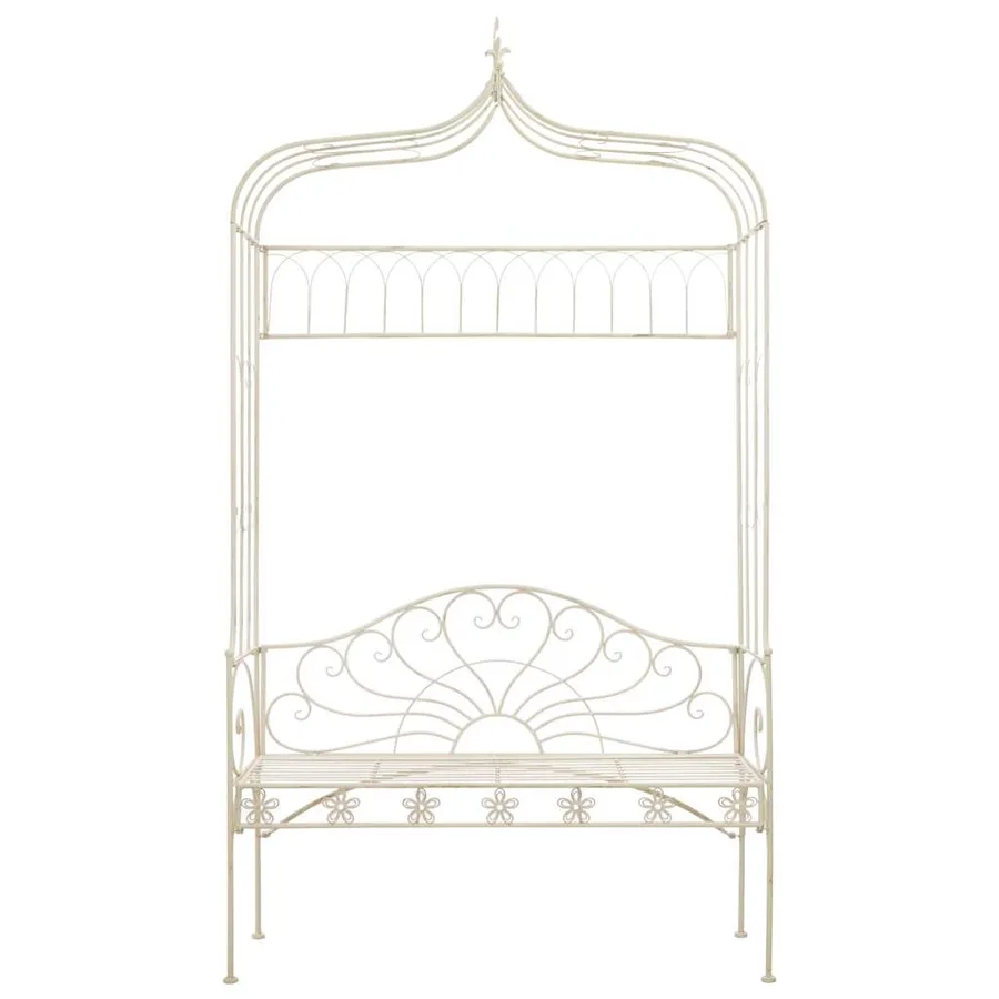 Banc de jardin 122 cm Fer Blanc antique - 2