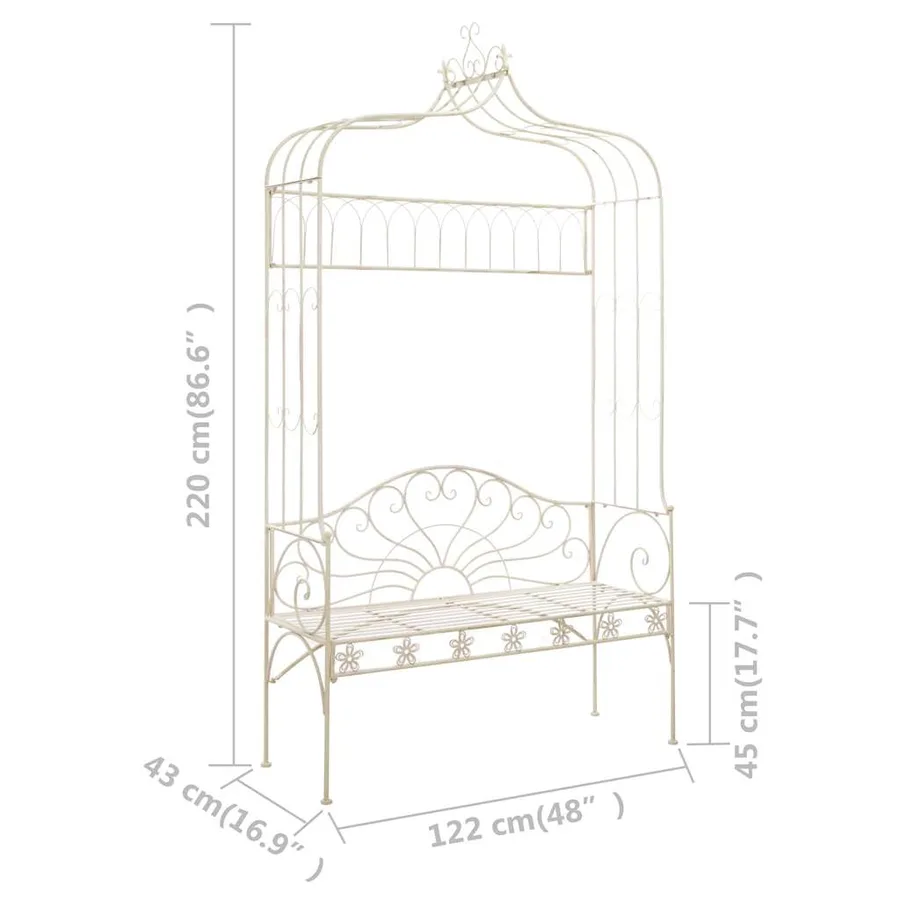 Banc de jardin 122 cm Fer Blanc antique - 6
