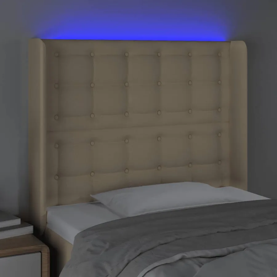 Tête de lit à LED Crème 83x16x118/128 cm Tissu - 4