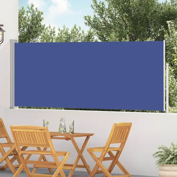 Auvent latéral rétractable de patio 120x500 cm Bleu