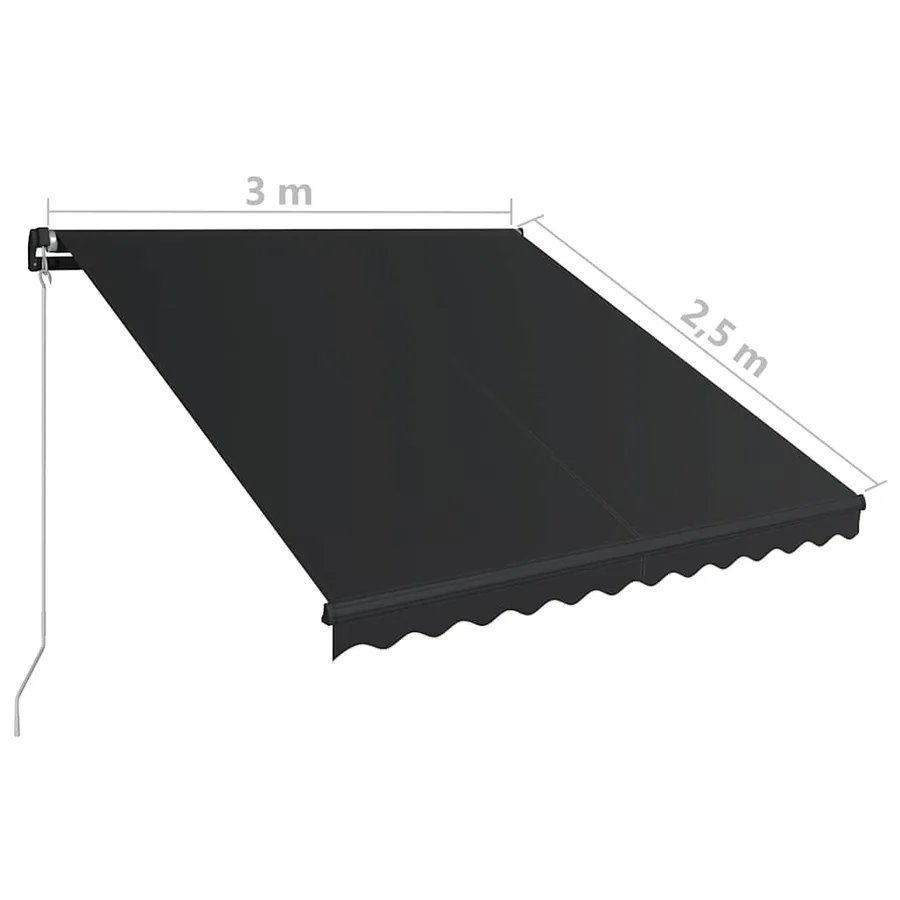 Auvent manuel rétractable avec LED 300x250 cm Anthracite - 12