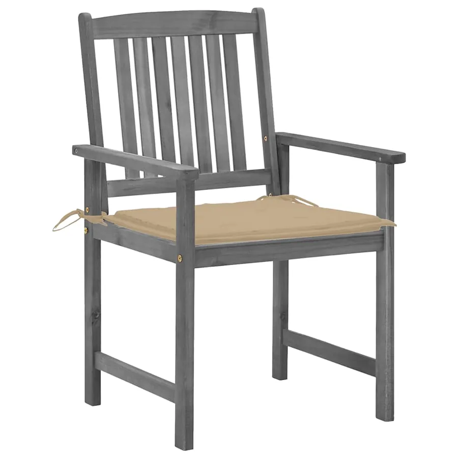 Chaises de jardin et coussins lot de 2 Gris Bois acacia massif - 3