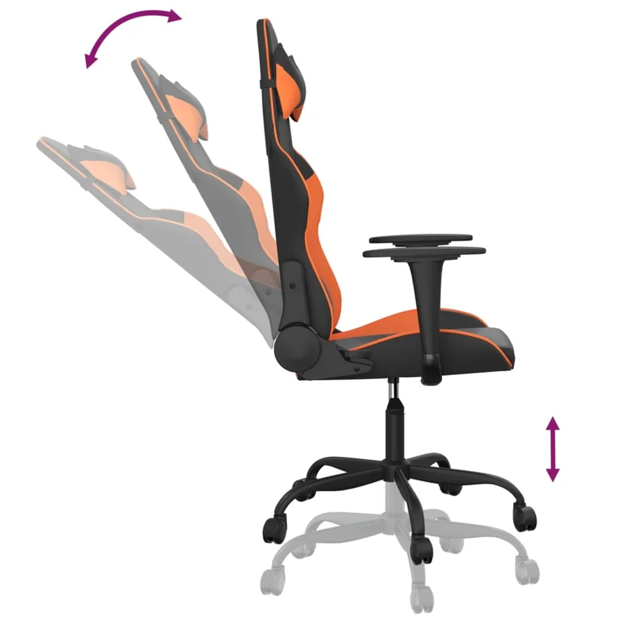 Chaise de jeu Noir et orange Similicuir - 6