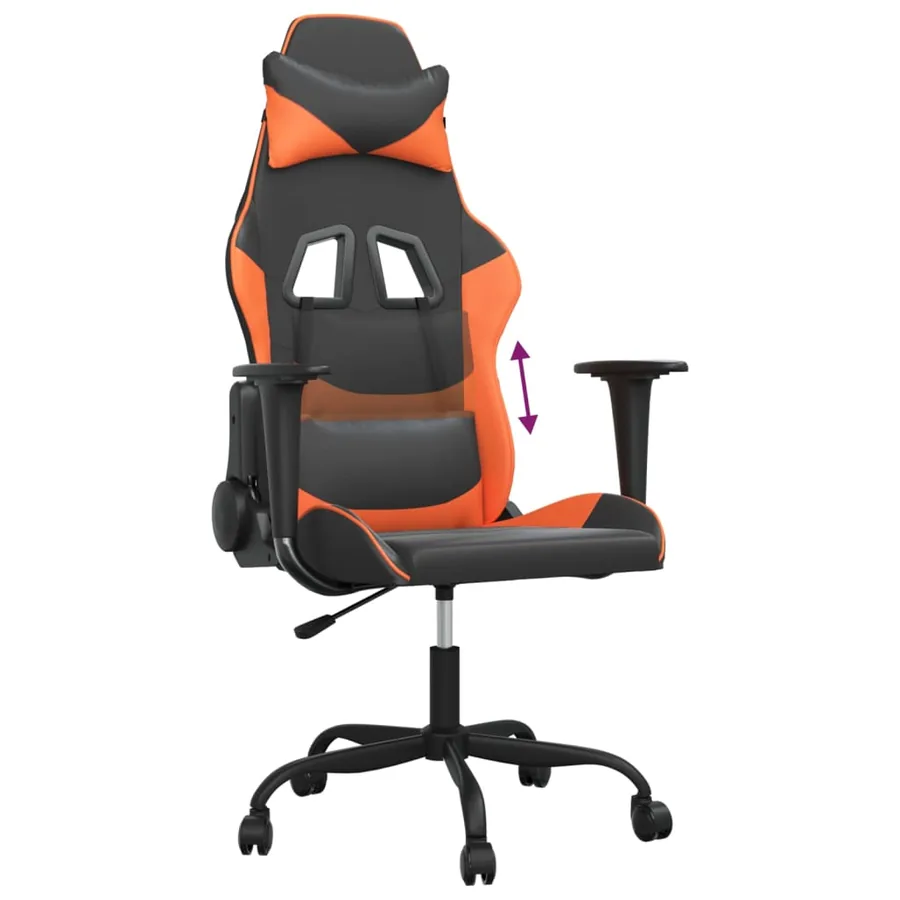 Chaise de jeu Noir et orange Similicuir - 7
