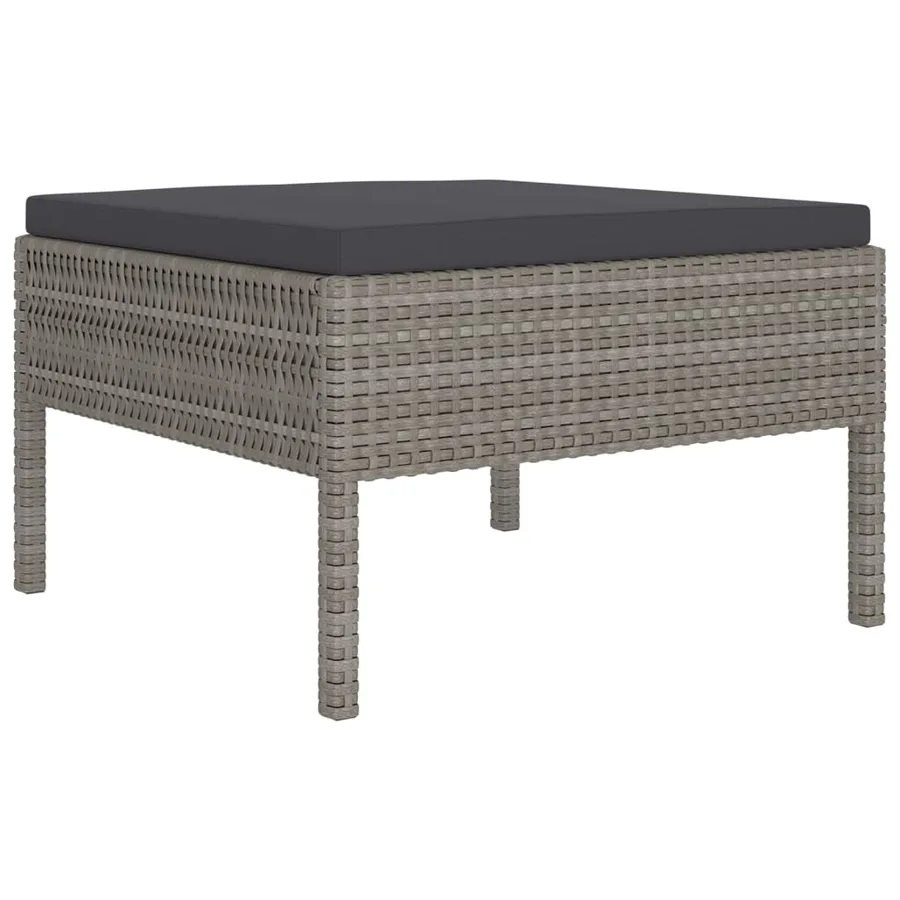 Salon de jardin 10 pcs avec coussins Résine tressée Gris - 3