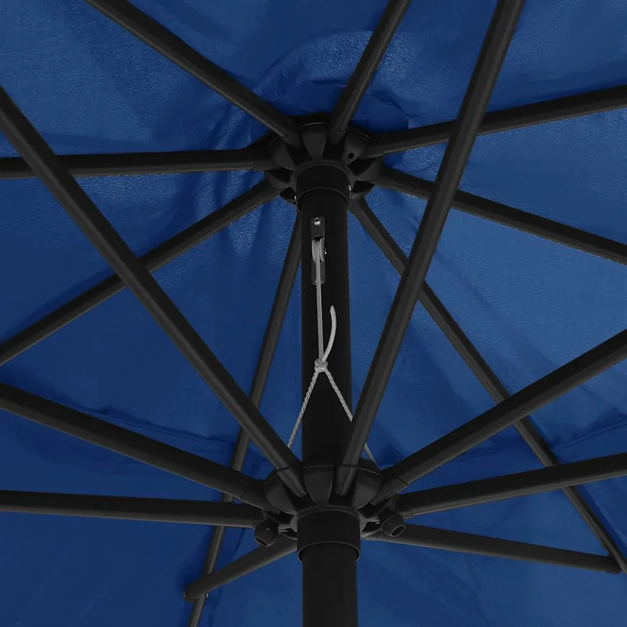 Parasol de jardin avec mât en métal 390 cm bleu azuré - 5